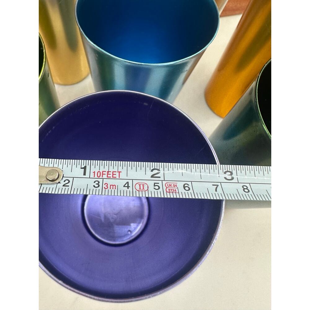 Vintage Set of 8 Anodized Aluminum Tumblers Multicolor MCM Bascal & Unmarked - Picture 7 of 13